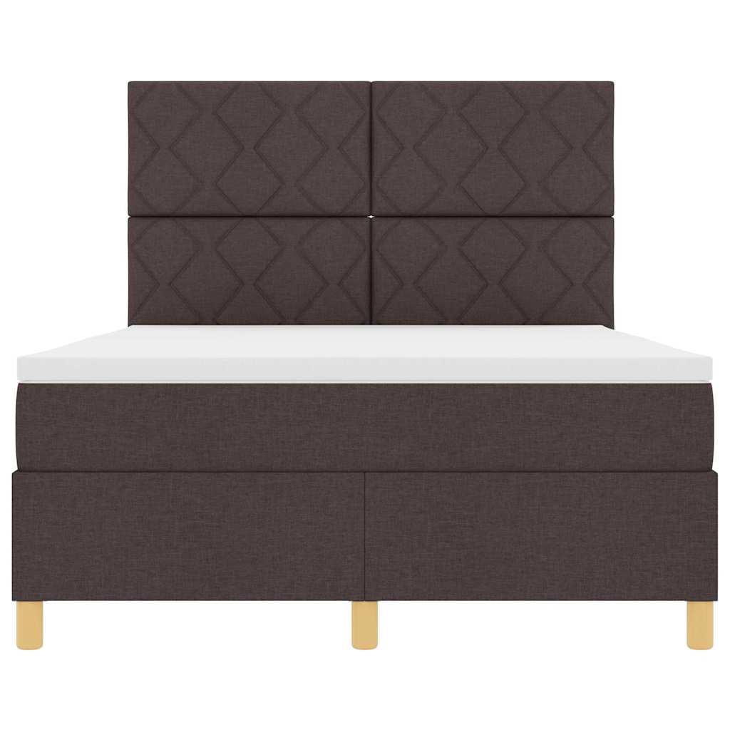 Boxspring bed with headboard Dark Brown 140 x 190 cm Fabric