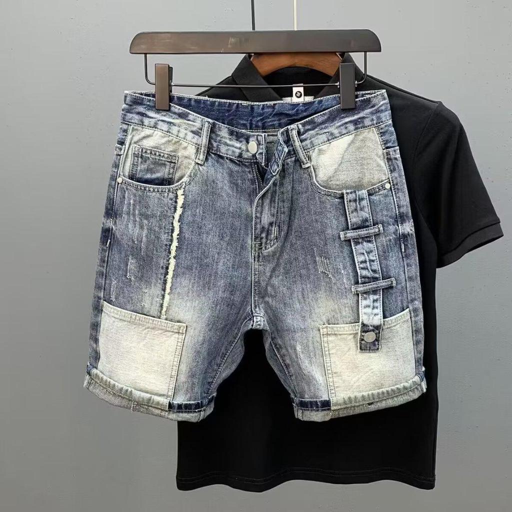 Men's Trendy Casual Denim Shorts - Versatile Summer Fashion with Loose Fit and Distressed Details