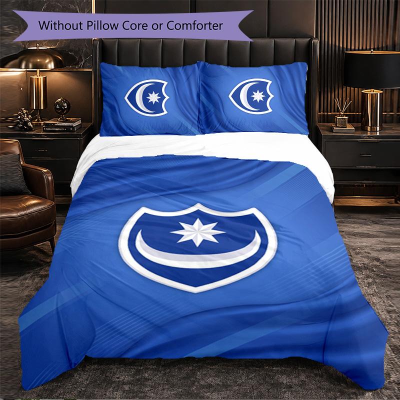 Portsmouth FC Themed Bedding 3Pcs Duvet Cover Set Decorative Bed Linen For Teen Room Home Decoration
