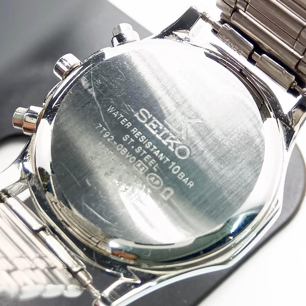 [USED] 386 Free Shipping Battery Replaced Seiko Chronograph Watch Silver
