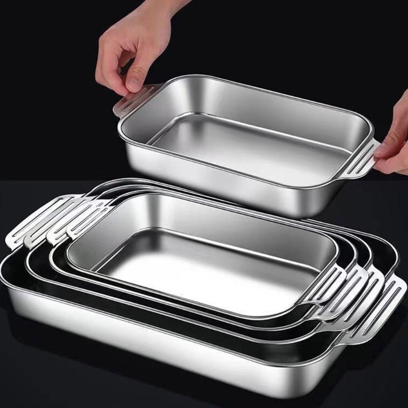 Large Capacity Tray Roasting Tray Roasting Plate Kitchen Bakewares StainIess Steel Material Suitable for Outdoor Picnics