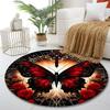 "Red Butterfly with Roses and Cross" Print round rug, living room, bedroom, playroom carpet, non slip floor mat, gift