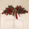 Artificial Door Lintel With Greenery Berry Plaid Bow Door Hanging Decorative Swag Christmas