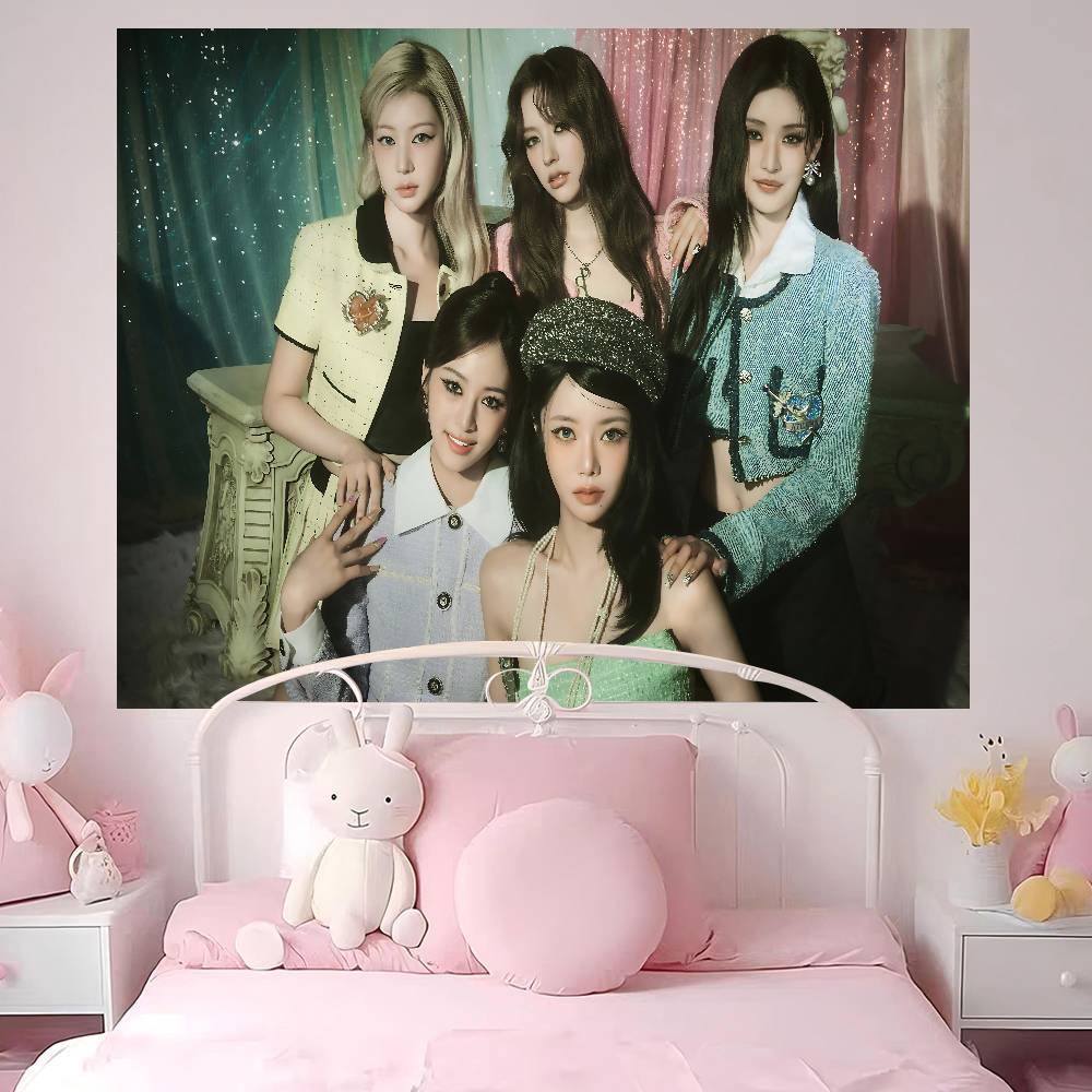 Kpop Group Ffifty Fifty Anime Tapestry Hanging Tarot Hippie Wall Rugs Dorm Home Decor