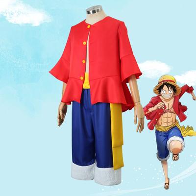 Аниме Monkey D Luffy Косплей Костюм для мужчин Одежда из Нового Света Луффи Соломенная вечерние униформа для Хэллоуина Одежда Топ + Брюки + Пояс