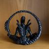 1 Piece of Black Alien Figurine in Meditation, 3D Printed with Creative Design to Create a Personalized Atmosphere, 