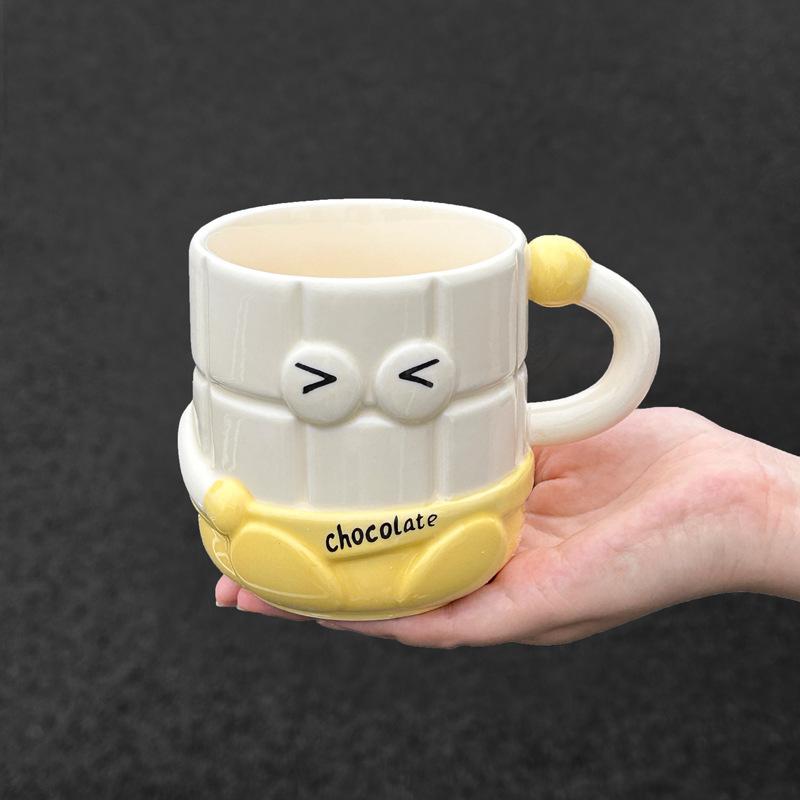 High-value Cartoon Straw Cup Cute Ceramic Mug with Lid for Girls' Girlfriend's Birthday Gift Souvenir