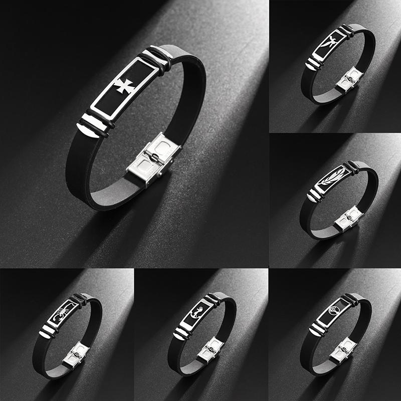 Готический титановый стальной браслет-манжета с застежкой для мужчин и женщин, крутые украшения для рук, простой черный браслет, праздничный подарок, аксессуары для браслета