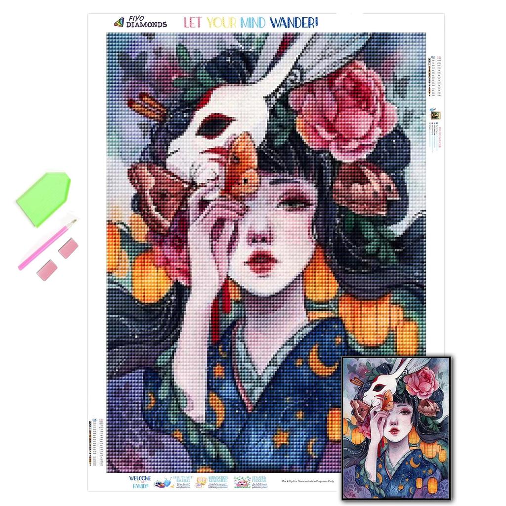 Алмазная вышивка кимоно для девочек, рукоделие, полная дрель, алмазная живопись, пейзажная мозаика, вышивка крестом, набор для рукоделия, подарок ручной работы