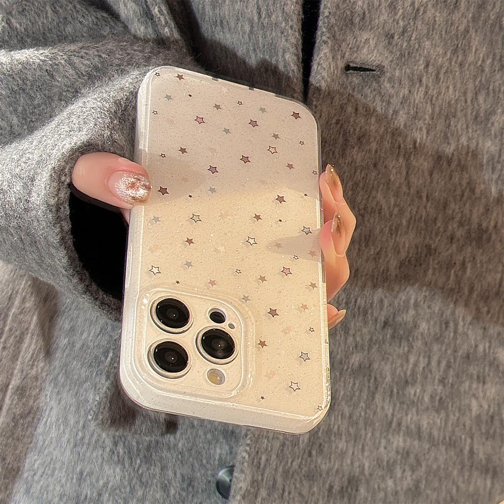 Double Layer Flash Powder Suitable for Apple 16 Mobile Phone Case Full Screen Colorful Stars Iphone15promax Soft Case 14 Niche 11