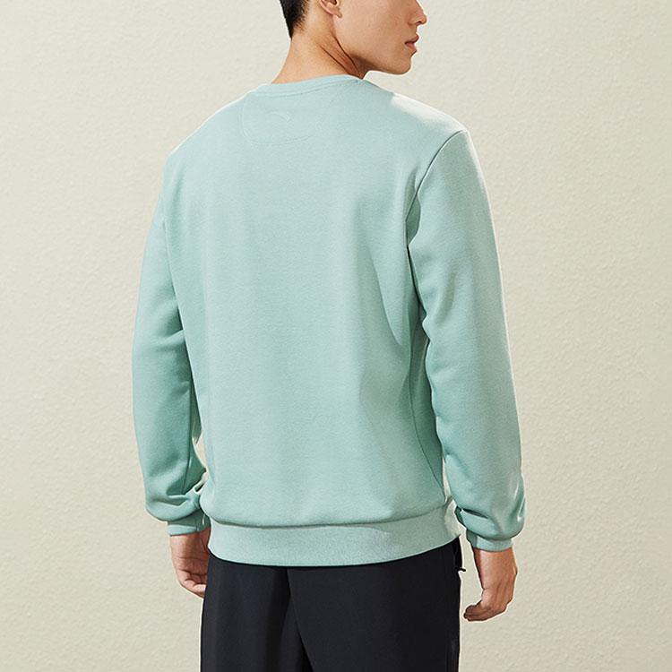 Anta Тренировочная серия однотонный принт логотипа пуловер повседневный спортивный флисовый свитшот мужские топы зеленый 152247702-2