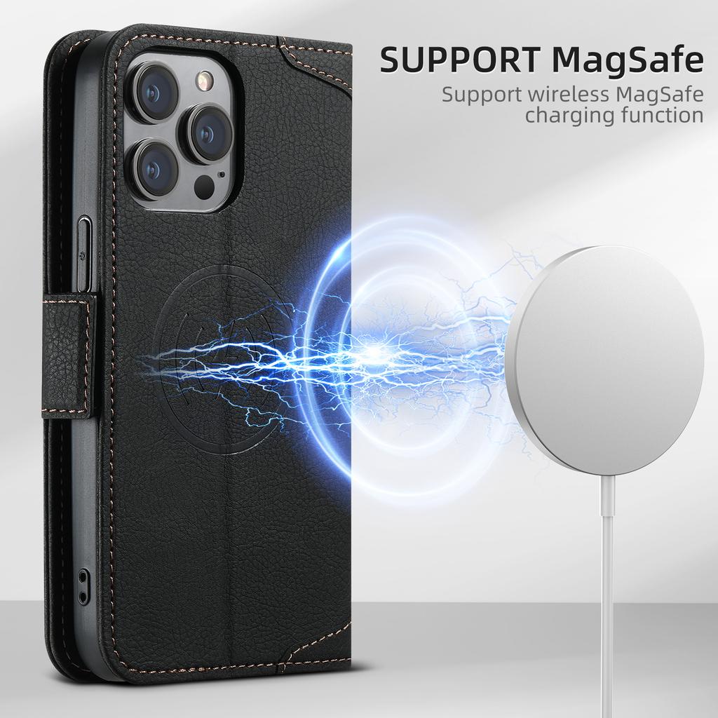 SUTENI Luxury Wallet Leather Magsafe Card Holder Flip Magnetic Phone Case For iPhone 16 15 14 13 12 Pro Max Plus Cover
