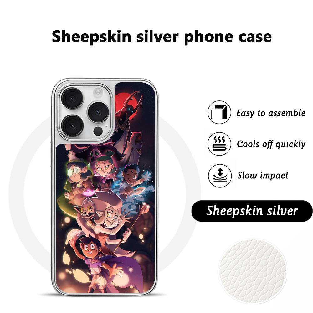 Super Hot The Owl Houses cartoon Phone Case for iPhone 16 15 14 13 12 11 Pro Max Sheepskin Silver-edged protective case