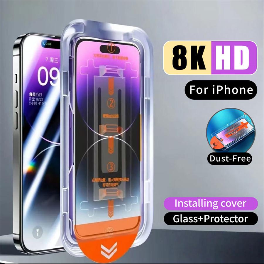 Защитное стекло Dust Free Box для iPhone 16 15 14 13 12 11 Pro Max, закаленное стекло для iPhone Xs Max XR X, комплект для автоматического удаления пыли