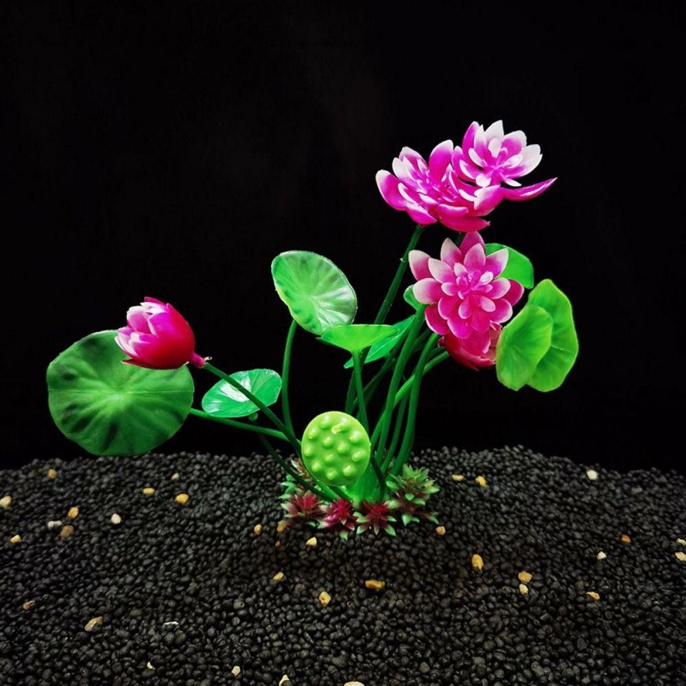 1PC Beautiful for Fish Tank Decor Pink Water Grass Lotus Ornaments Artificial Lotus Aquatic Flower