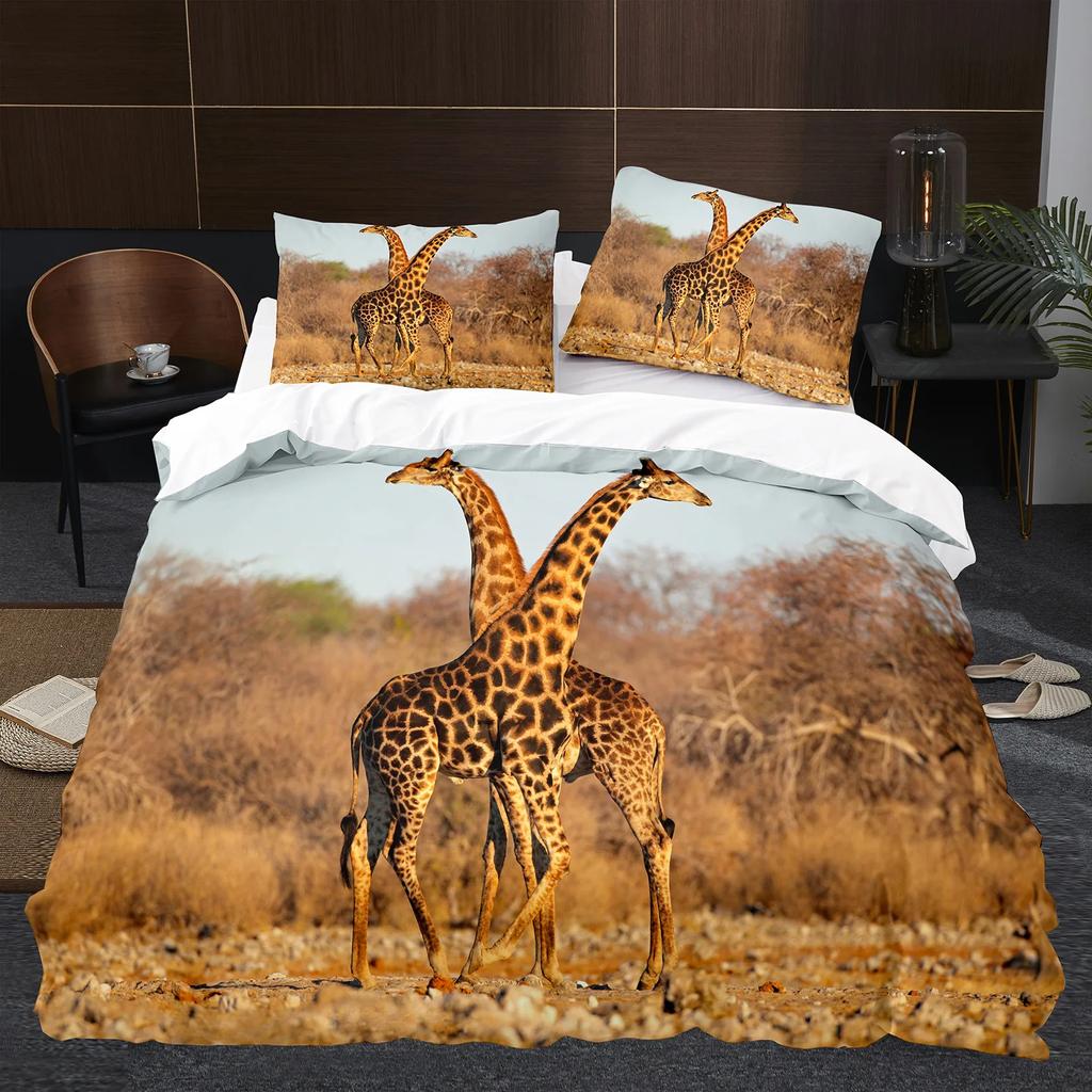 Комплект постельного белья с жирафом, комплект постельного белья в стиле ретро с изображением животных, мягкий и удобный пододеяльник размера King Size