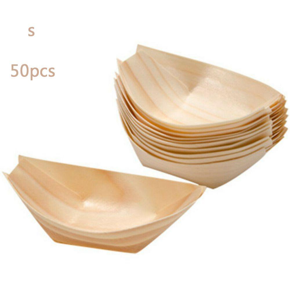 Disposable Boat Pine Food Wood Bowl Cake Tool Serving Tray Catering