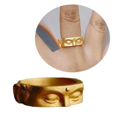 Кольца на пальцы Регулируемые открытые кольца Кольца с половиной лица Будды Аксессуар Изготовленные вручную буддийские украшения для женщин, девушек