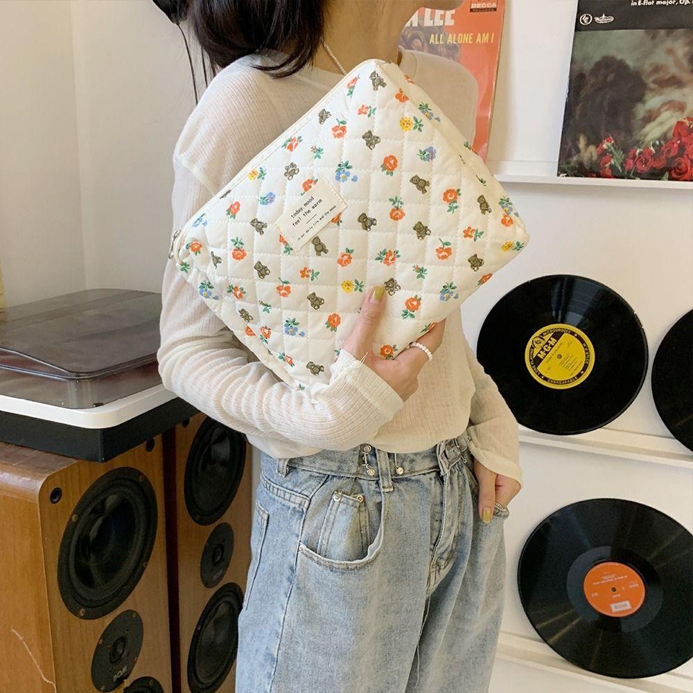 Стеганая косметичка из хлопка с цветочным узором, женская косметичка, косметичка, косметичка, косметичка