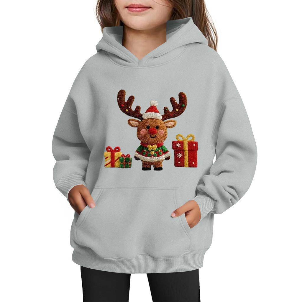 Толстовки для девочек-подростков Худи с длинным рукавом на шнурке Пуловер Милое принтованное Худи оверсайз Рождество