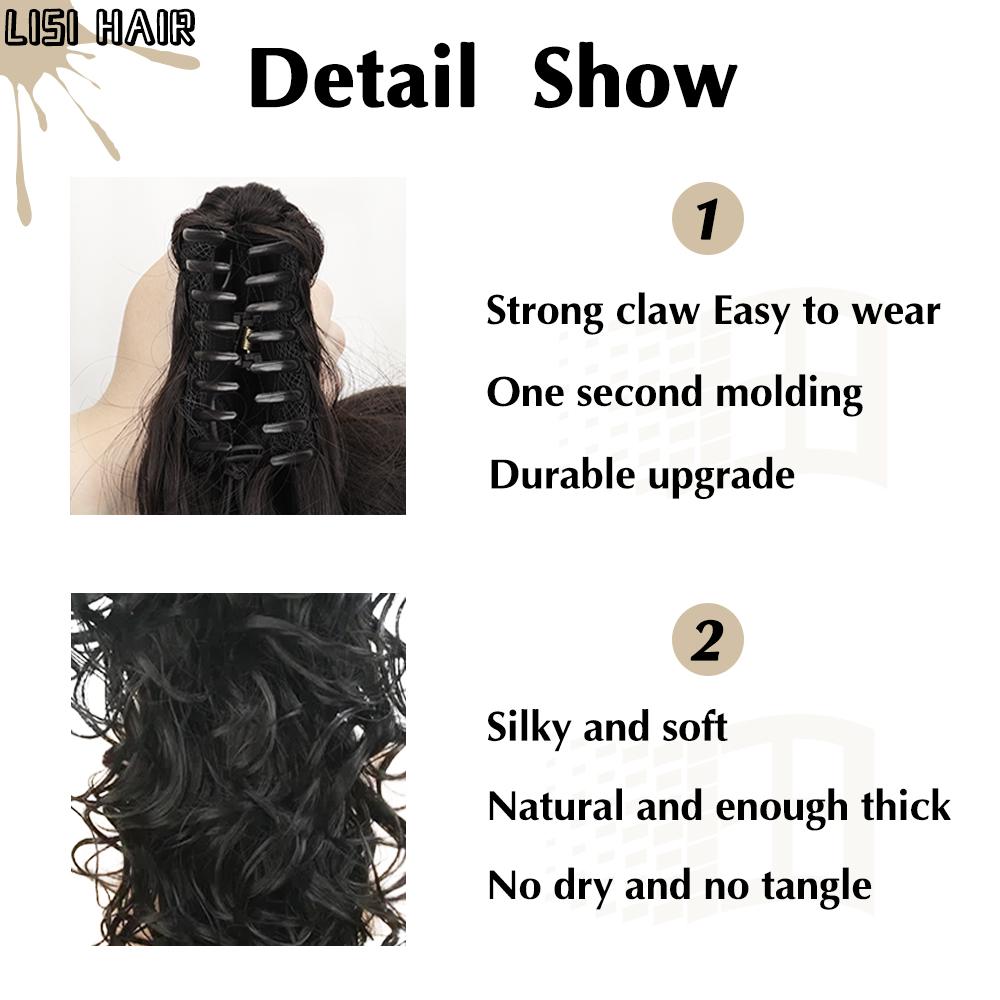 MERISIHAIR Синтетические длинные толстые волны, волокно пони, зажим для когтей, вьющиеся наращивание хвоста, зажим для парика для женщин, повседневного использования