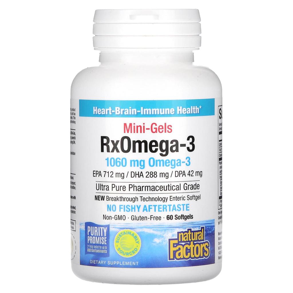 Natural Factors, RxOmega-3 Mini Gel, 1,060mg, 60 softgels (530mg per softgel)