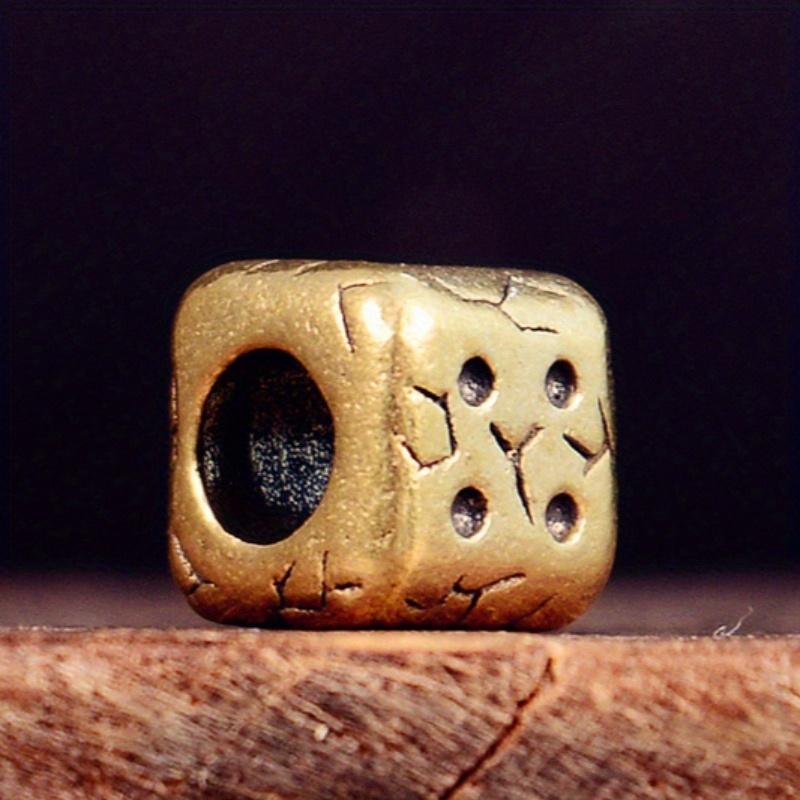 Retro Dice Brass Knife Beads EDC Outdoor DIY Bracelet Accessories Key Chain Woven Lanyard Pendants Flashlight Hangings