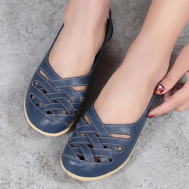 Fashion Flat Shoes For Women Leather Ballet Flats Zapatos Mujer 2024 Summer Shoes Casual Women's Loafers Slip On Black Moccasins Female