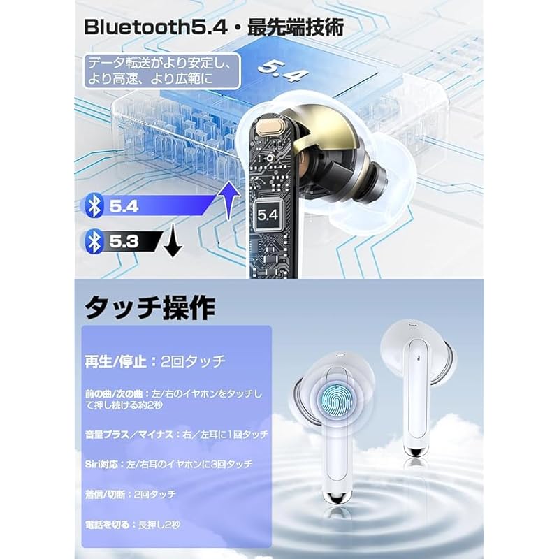 2025[Наушники Bluetooth5.4 Улучшенное качество звука] беспроводные наушники Bluetooth наушники Bluetooth наушники канального типа ENC шумоподавление светодиод