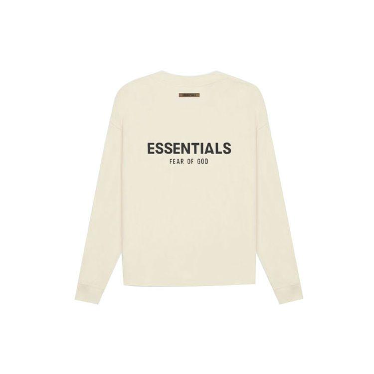 Fear of God Essentials SS21 Basic Logo Long Sleeve T-Shirt Unisex Tops Cream FOG-SS21-560