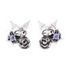 Серьги Куроми Серебро 925 Кубический цирконий Оксидированные Бабочка Цветок KUROMI Персонажи Sanrio [Белый клевер] SAKU-P004