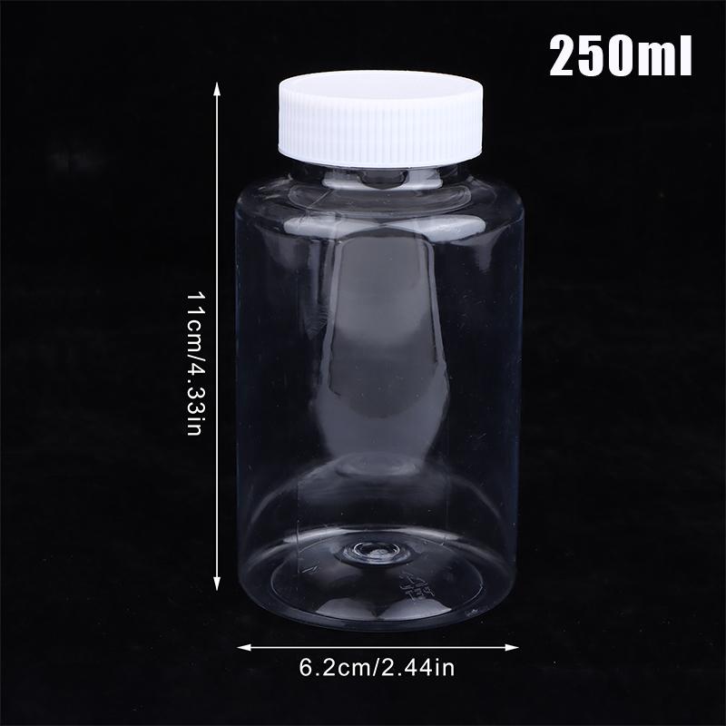 15-500Ml Transparent Plastic Bottle Wide Mouth Medicine Bottle With Screw Lid Seal Vials Liquid Reagent Container Food Grade