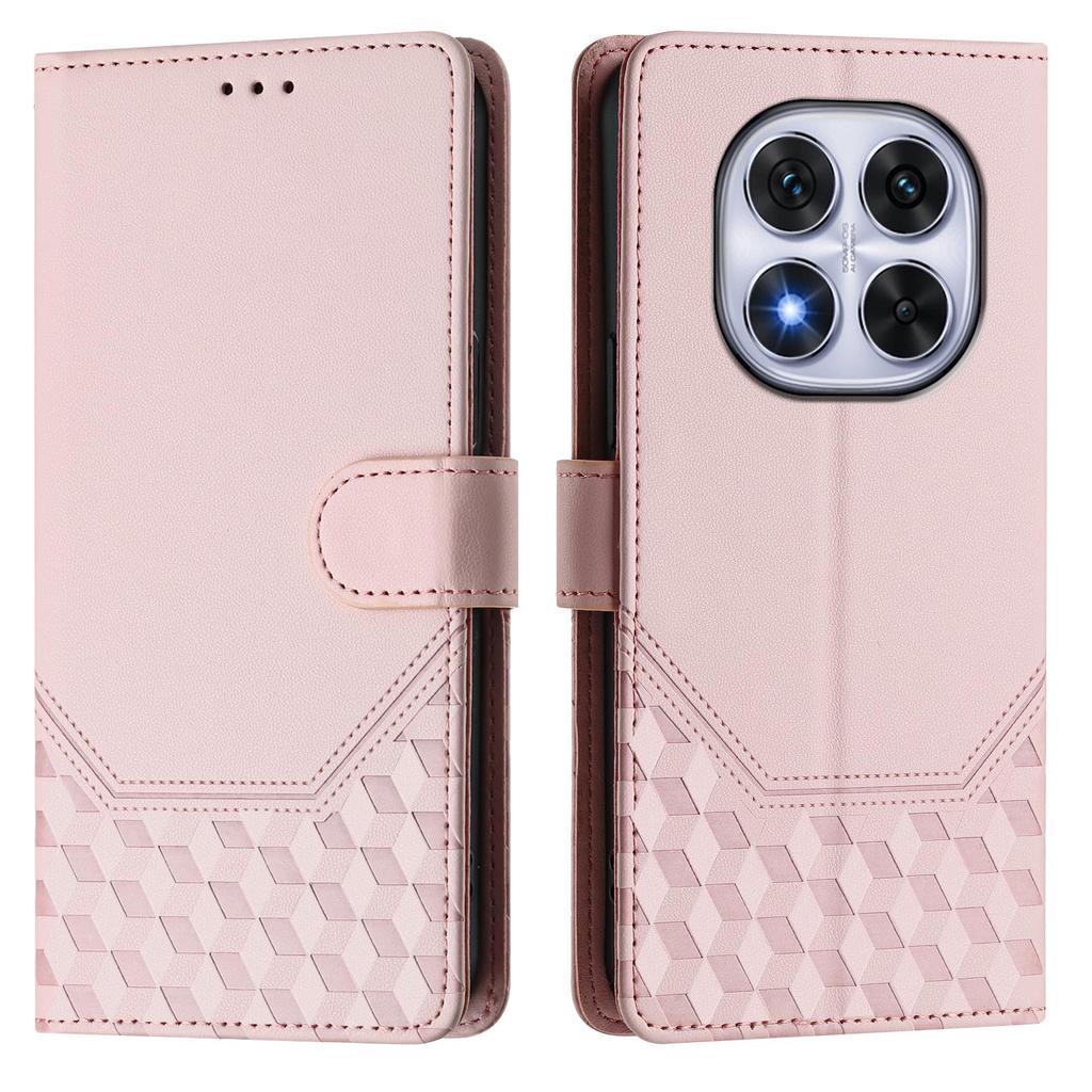 For Xiaomi Redmi Note 14 Pro 4G Case Imprinted Honeycomb RFID Blocking Leather Phone Cover with Strap