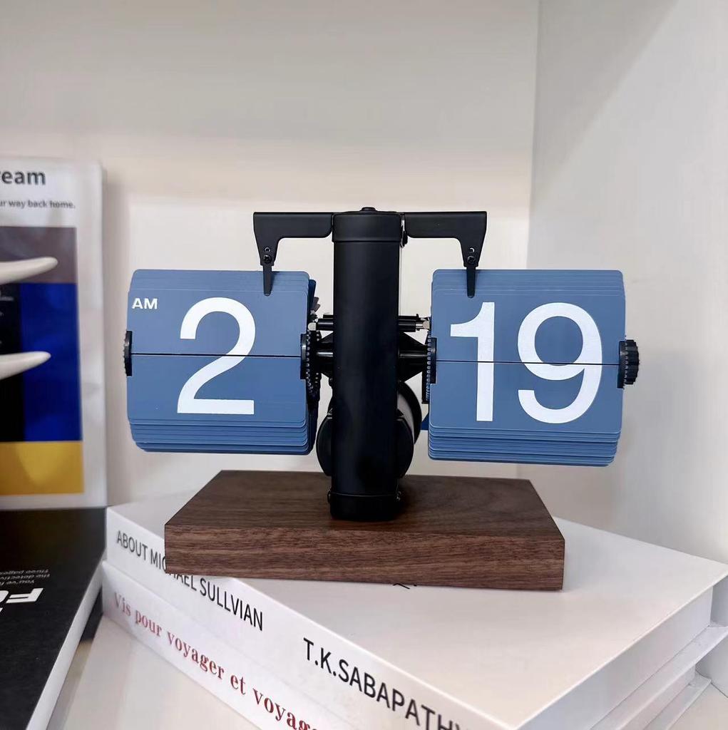 Creative Retro Flip Clock - Modern Simple Design, Ingenious Single-Leg Balance for Living Room Decor