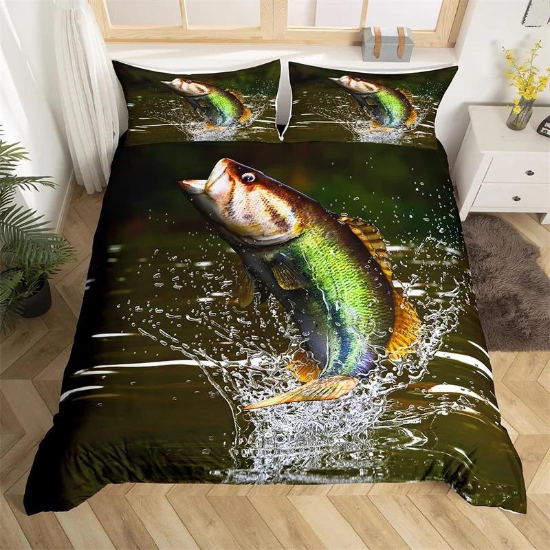 Пододеяльник с изображением рыбы-меч «Марлин» Kawaii Marine Life, комплект постельного белья из микрофибры, тема океана, большая рыба-щука, пододеяльник для односпальной кровати, двуспальная кровать
