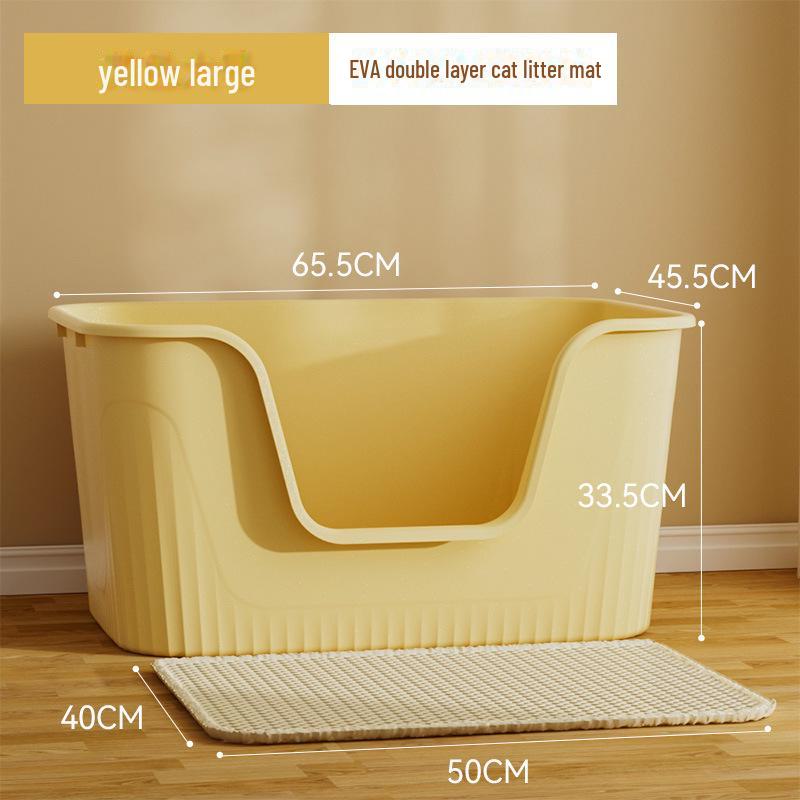 Extra Large Semi-Enclosed Cat Litter Box with Anti-Splash Design