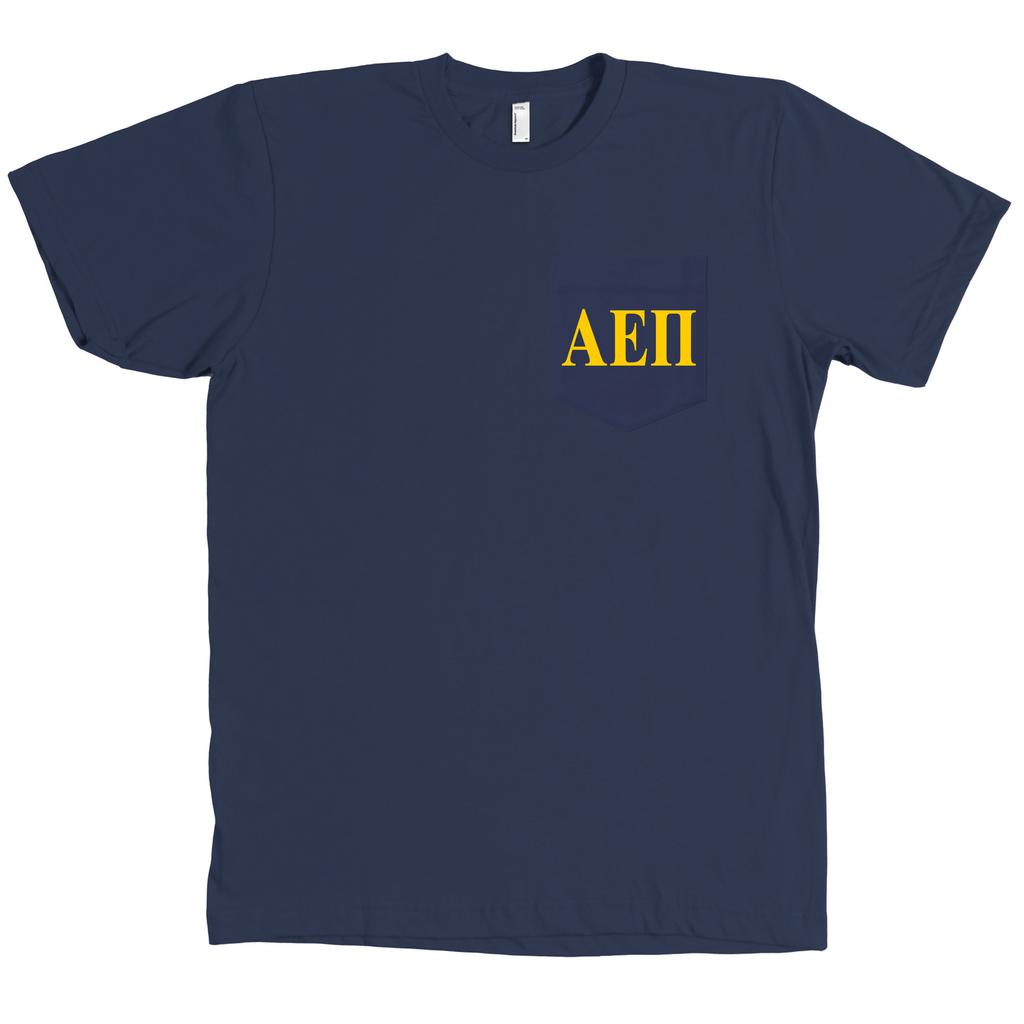 Alpha Epsilon Pi AEPI Bella + Canvas POCKET NAVY T Shirt Fraternity Tee NEW