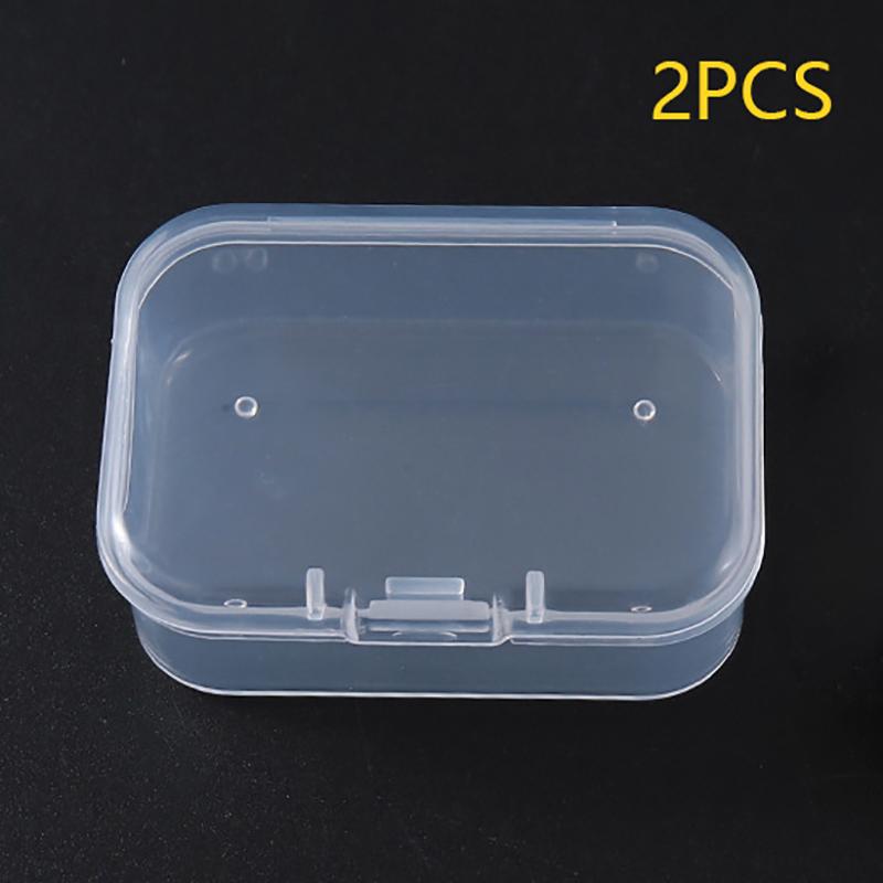 2 шт., прозрачная коробка для хранения, квадратный чехол для мелких предметов, упаковочные коробки, контейнер для ювелирных изделий, бусин, органайзер для разной мелочи, рыболовные инструменты