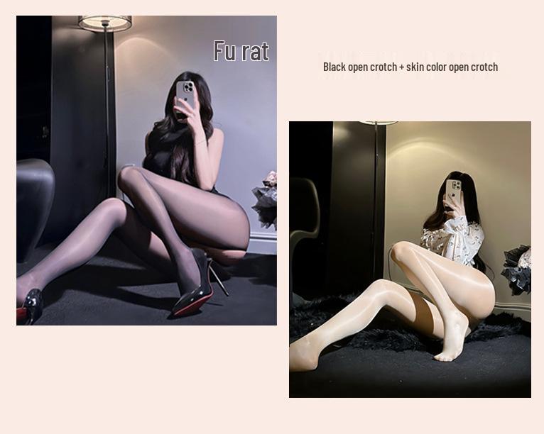 Ультратонкие черные чулки с открытой промежностью - Легко рвутся, Соблазнительные, и Гладкий шелк против зацепок для женщин