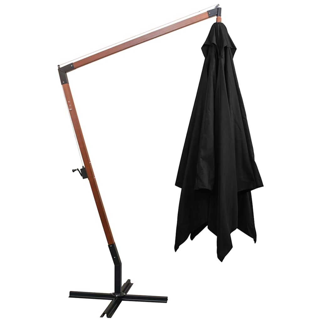 vidaXL Ampelschirm mit Mast Schwarz 3x3 m Massivholz Tanne