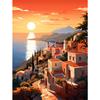 5d DIY Алмазная картина, вышивка крестом, средиземноморский закат, пейзаж, алмазная вышивка, мозаика, полный круглый дрель, домашний декор