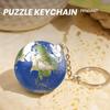 3D Puzzle Oil Painting Keychain Earth Football Basketball Ball Ball Spherical Puzzle Key Ring Backpack Handbag Decoration