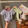 Boys' And Girls' Casual Cotton Short-sleeved T-shirts For Summer, Cute Striped Children's T-shirts