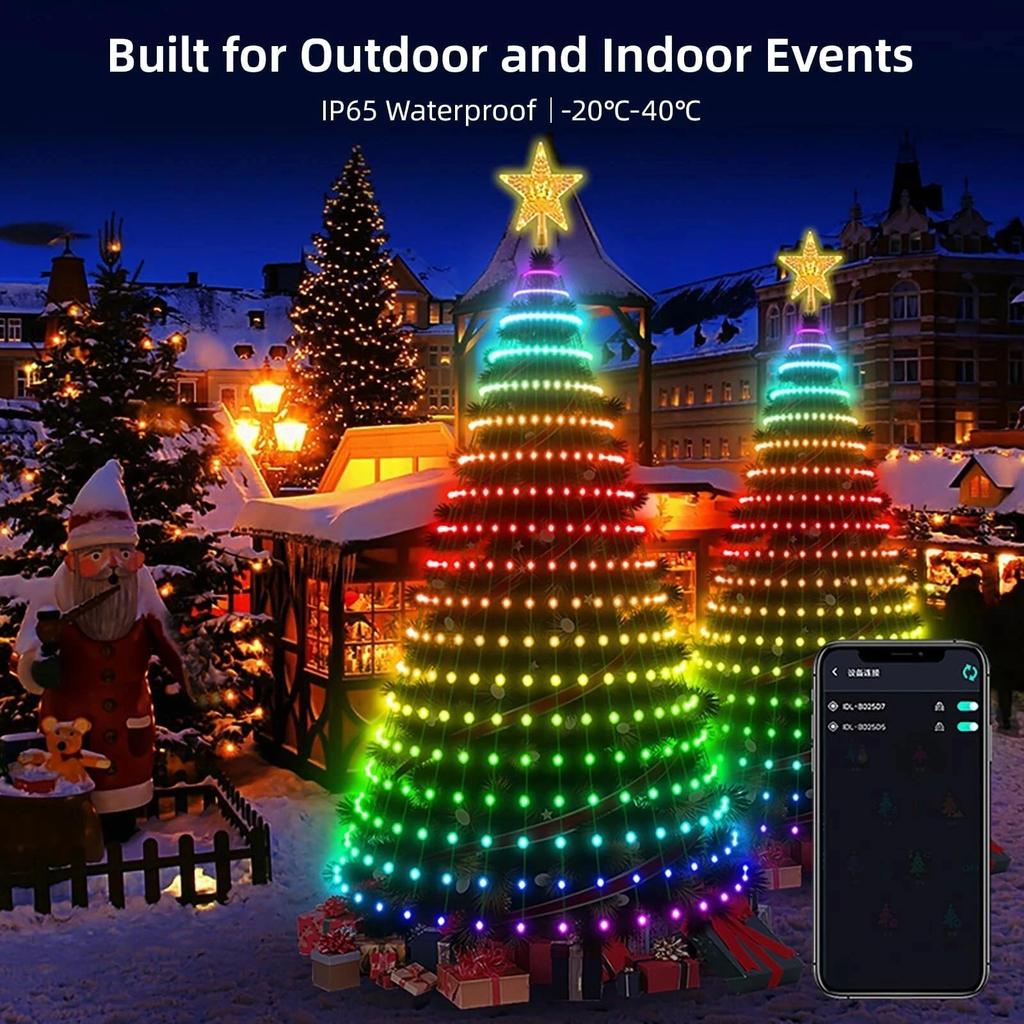 Smart Christmas Tree Light 400 LEDs Fairy String Light APP Remote Music Sync DIY Color Changing Outdoor Indoor Xmas Tree Decor