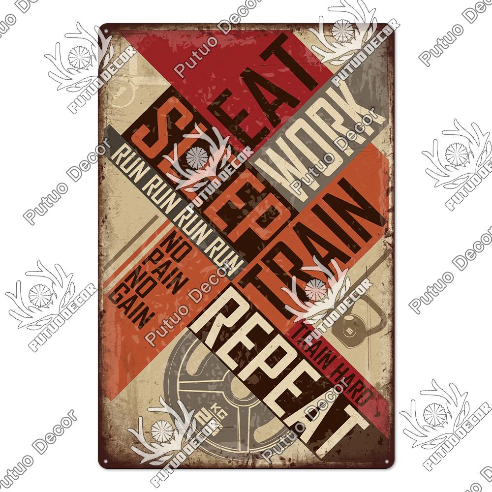 Mfoever Tin Sign Decor Gym Vintage Tin Signs Plaque Metal Plates Retro Posters Work Out Wall Art Decorative for Home Man Cave Gym Room