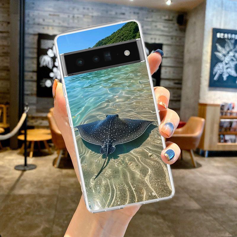 Для Google Pixel 10 Pro Прозрачный Чехол для Телефона Pixel 9 Pro XL Pixel 8 Pro 9A 8A 7A 7 6A 6 Pro Чехол Пейзаж Морского Побережья Волна Пляж Узор