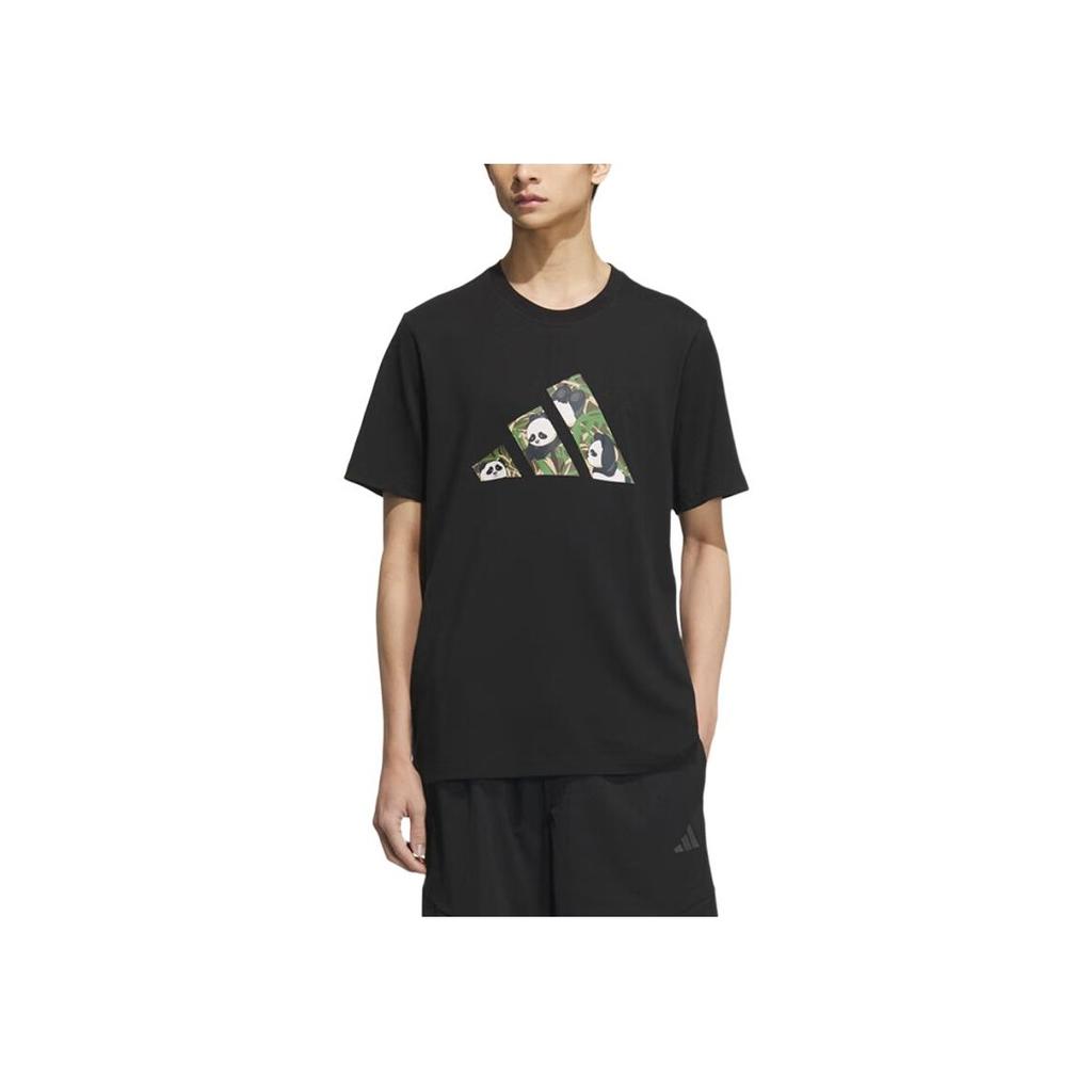 adidas Серия Спортивный Стиль M Камуфляжный Логотип Хлопок Мода Мягкая Универсальная Футболка с Коротким Рукавом Мужские Топы Черный KC1500