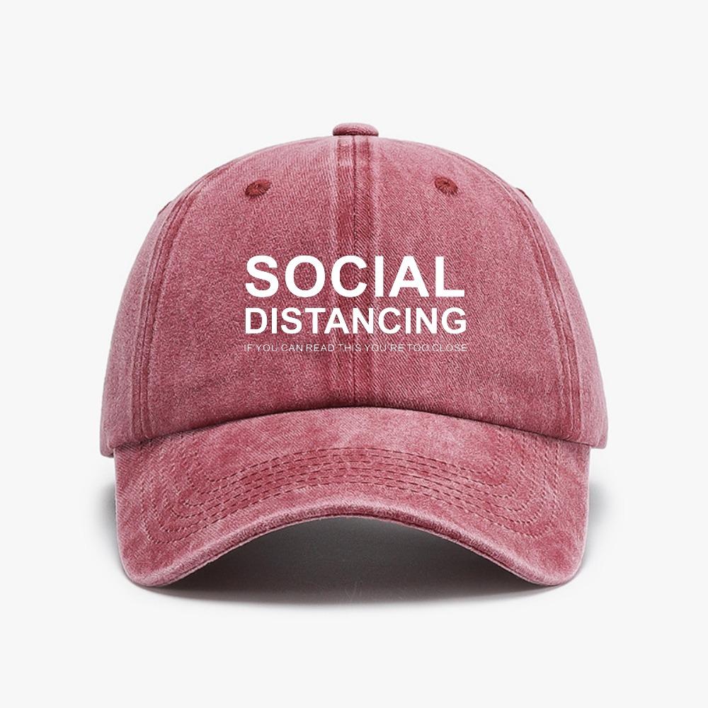 SOCIAL DISTANCING IF YOU CAN READ THIS YOURE TOO CLOSE Letter Baseball Cap Fashion Casual Adjustable Distressed Denim Hats