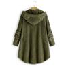 Women's Fashion Solid Color Pocket Button Hooded Plush Coat