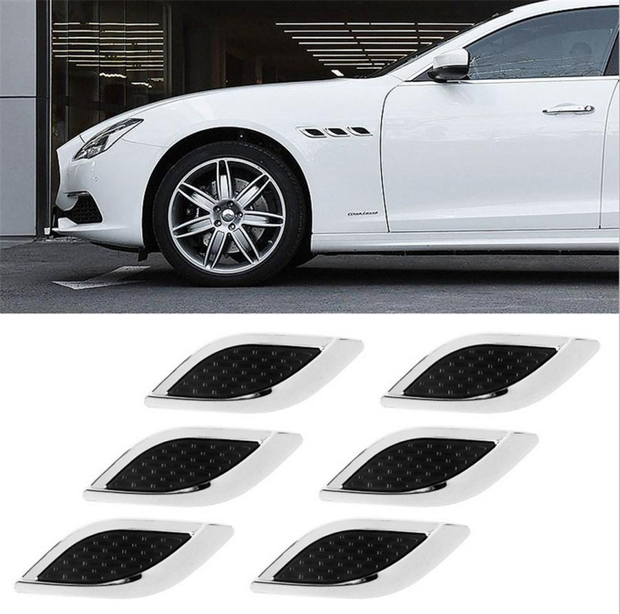 Автостайлинг 3D Акулий жабр Боковое вентиляционное отверстие Декоративная наклейка Металл Хром Тонкая отделка
